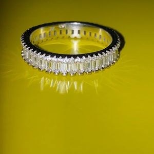 Sterling Baguette and Round CZ Eternity Ring